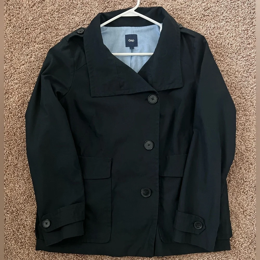 GAP Navy Blue and Short Trench Coat - Picture 4 of 6